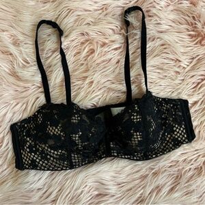Adore Me Black & Nude Lace Front Padded Bra Size 34B
